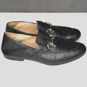 L'idea By Lori Shoes Womens Size 7 Black Leather Horsebit Loafers Italy 786
